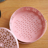 2PCS 14cm Metal Mosquito Coil and Incense Holder with Lid Floral Cutout Design Blue And Pink