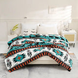 Aztec Geometry Travel  Throw Blanket Couch Bed Blanket Green