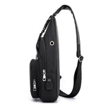 Men Chest Bag Shoulder Backpack Cross Body Satchel Travel Sling   Bag Black