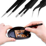 10PCS Precision Electronics Tweezers Set Anti Static Stainless Steel with Bag
