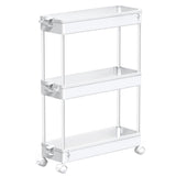 3-Tier Rolling Storage Cart Bathroom Storage Organizer Shelf White