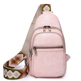 Women Sling Bag PU Leather Crossbody Bag Shoulder Bag Pink