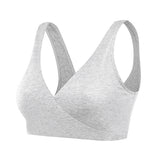 Women's Cross Front Wireless Bra Seamless Lounge with Removable Pads Light Gray