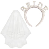 3Pcs Bride to Be Headband with Sash and Veil for Bachelorette Party Decorations Iridescent Rhinestone