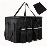 77L Insulated Food Delivery Bag with Four Hole Cup Holder Black