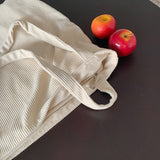 Women Corduroy Tote Bag Shoulder Hobo Bag Big Capacity Shopping Work Bag Beige