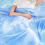 Cooling Summer Blanket Lightweight Cold Throw for Hot Sleepers Blue