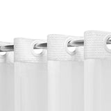No Hook Shower Curtain with Snap in Fabric Liner Set Waffle Textured Shower Curtain for Bathroom White