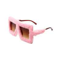 Y2K Fuzzy Decorative Glasses Retro Funny Oversized Square Glasses Trending Decor Pink