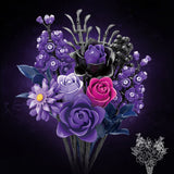 822PCS Purple Rose Bouquet Building Blocks DIY Assembly Set Birthday Gift