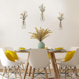 3Pcs Set Metal Flowers Wall Arts Minimalist Wall-Mount Flower Decors for Home Office Colorful