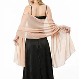 70x170cm Chiffon Evening Wrap Shawl for Wedding Party Dress Beige