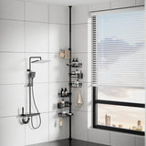 6 Tier Shower  Organizer Tension Pole Rustproof  for Bathroom Organizers and Storage Black