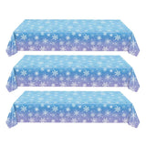 3Pcs Snowflake Tablecloth Blue & Purple Disposable Winter Table Cover for Xmas