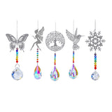 5Pcs Artificial Crystal Prism Suncatcher Rainbow Makers