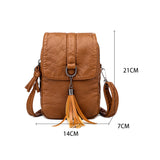Women Mobile Phone Bag PU Leather Purse Wallet Shoulder Pouch Small Crossbody Bag Brown