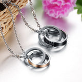 Eternal Love Interlocking Ring Couples Pendant Necklace His & Hers
