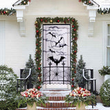 Large Halloween Door Curtain with Bat Spider Web for Party Decoration