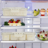 4-Compartment Snack Fruit Tray Divided Serving Tray Fresh-keeping Box with Lid and Handle
