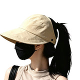 2PCS Wide Brim Quick Dry Foldable Sun Hat with Ponytail Opening and Hook