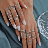 23Pcs Stackable Rings Knuckle Ring Set Stackable Rings for Women Silver