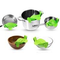 Clip-On Silicone Kitchen Strainer – For Pasta  Noodles  Vegetables  Fruit Green