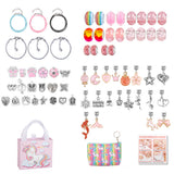 DIY Kids Bracelet Making Kit with Charms & Beads Jewelry Craft Set for Girls’ Gifts Pink