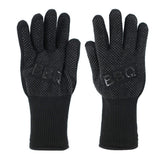 Pair of Heat Resistant Oven Gloves Non-Slip Grill Mittens for Cooking  Barbecuing Baking Black