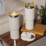 Reusable Insulated Stainless Steel Cup With Straw 735ml Large Capacity For Travel White