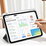 Case with Y-Shaped Stand for iPad 10th Gen 10.9 and iPad 11th Gen A16 11-inch Clear Back Cover with Pencil Holder Black