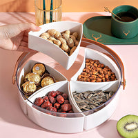 Divided Serving Tray with Lid Portable Snack Platters Charcuterie Container for Parties Picnic White