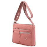 Multi-Pocket Crossbody Bag for Women Water Resisant Shoulder Bag Messenger Bag Casual Nylon Purse Handbag Pink