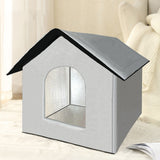 All-Season Outdoor Cat House Self-Warming Shelter for Cats and Small Pets Gray