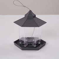 Outdoor Hanging Bird Feeder Gazebo Shape Seed Container Grey