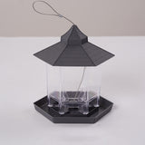 Outdoor Hanging Bird Feeder Gazebo Shape Seed Container Grey