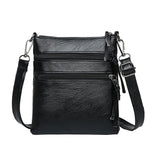 Multi Zipper Pocket Women's Mobile Phone Bag Crossbody Bag Shoulder Bag Black