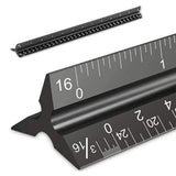Architectural Scale Ruler Aluminum Triangular Ruler for Blueprint Triangle Drafting Architecture Black