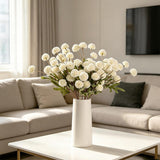 5 PCS Stem Cloth Dandelion Ball Artificial Flowers with Bendable Stems White