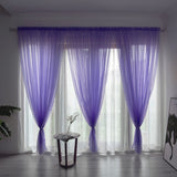 3 Piece Sheer Rod Pocket Curtains Polyester for Room Divider Purple