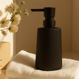2PCS Ribbed Glass Soap Dispenser Bottles 350ml for Bathroom and Kitchen Black