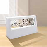 Digital Alarm Clock Multifunctional Desk Clock Temperature Humidity Date Weather Display Office Home Decor Transparent Style