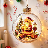 2 PCS 8cm Clear Plastic Fillable Christmas Ball Ornaments Santa