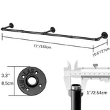 183cm Galvanized Steel Wall Mount Clothes Rack Heavy Duty Black