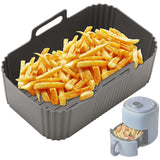 Reusable Silicone Air Fryer Liner – Non-Stick Dual Basket & Easy Clean Grey