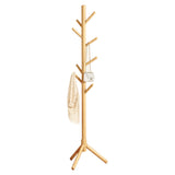 Wooden Coat Rack Freestanding with 8 Hooks for Bedroom Office Natural Wood