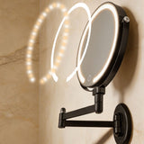 Extendable Wall Mirror LED 7X Magnification 3 Color Modes for Makeup