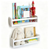 3 PCS Engineered Wood Floating Wall Mounted Book Display Shelves White