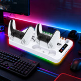 PS5 Slim/Pro Docking Cooling Station with Controller Charger & RGB Light White