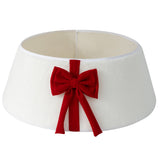 Christmas Tree Skirt Collar with Bow for Stand and Wire Cover White