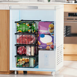 4 PCS Stackable Freezer Bins Clear Organizer with Folding Handles